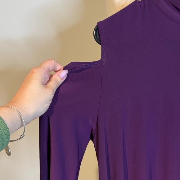 Clara Sun Woo Deep Purple Long Sleeve Dress - Picture 2 of 3